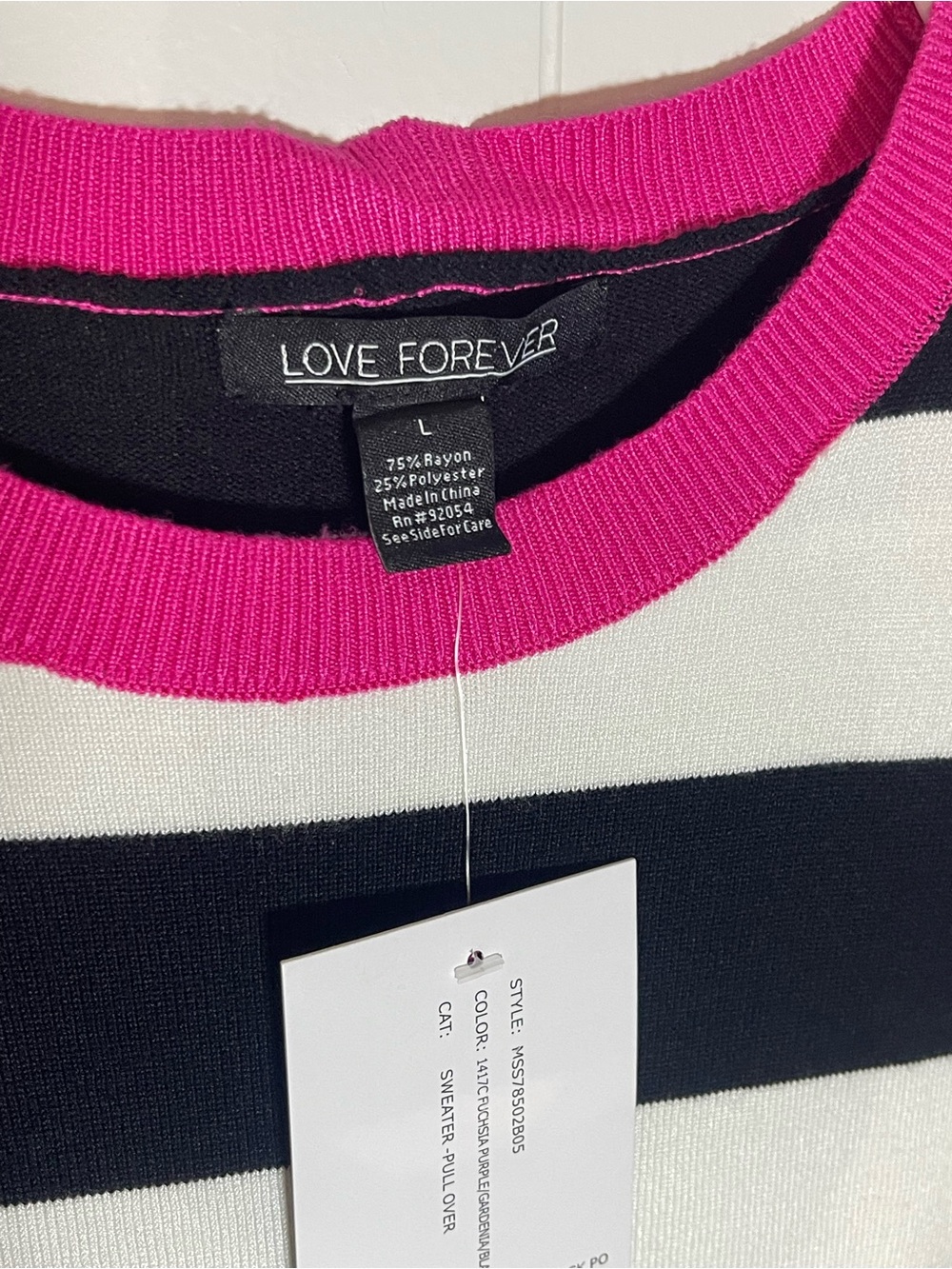 Love Forever Striped Knit Top with Pink Trim - Picture 2 of 3